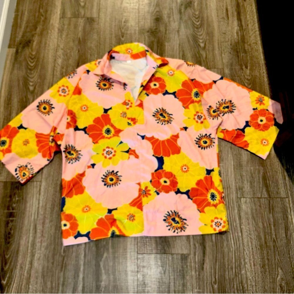SHEIN Floral Blouse in Pink and Yellow